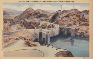 Nevada Boulder Dam Upstream Face & Intake Towers From Arizona Side Curteich