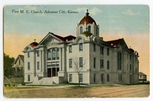 Postcard First M. E. Church Arkansas City Kansas Standard View Card