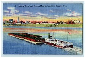 Memphis Tennessee TN, Federal Barge Line Entering Memphis Terminals Postcard 