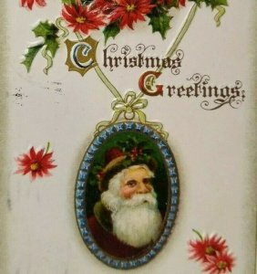 Santa Claus Inside Pennant Christmas Postcard Germany 2394 Rockland Maine 1912