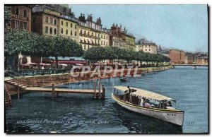 Postcard Old Geneva Perspective Du Grand Pier Boat