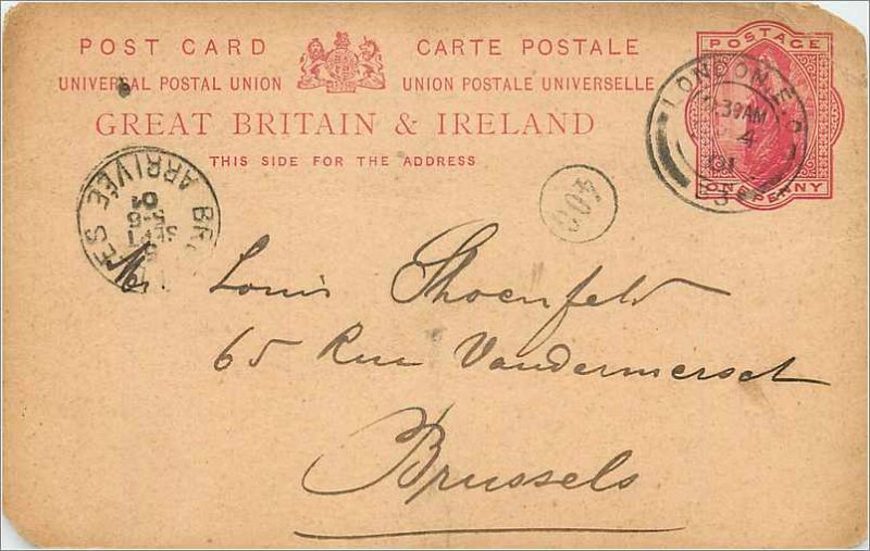 Entier Postal Stationery 1p London in 1901 for Brussels