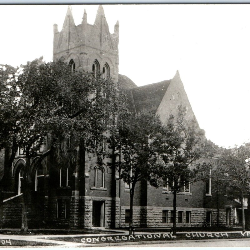 c1940s Yankton, SD RPPC Congregational Church Real Photo Postcard So Dak Vtg A87