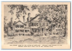 c1940's Wye House Home Of Lloyds Exterior Talbot County Maryland MD Postcard