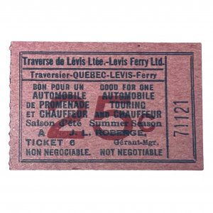 Vintage Québec – Lévis Ferry Ticket 25 cents for One CAr