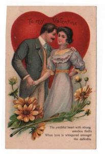 Vintage Valentine's Day Greeting PC,  Romantic Couple, Re...