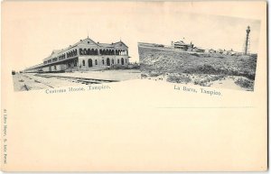Antique Postcard Customs House TAMPICO La Barra Mexico Train Depot 1900s UDB