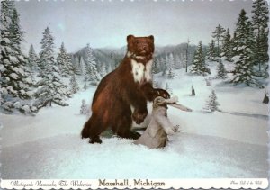 Postcard MI Marshall Michigan's Namesake - The Wolverine