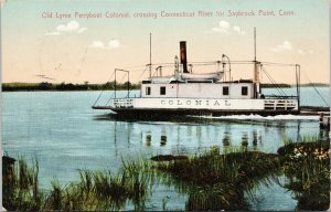 Ferryboat 'Colonial' Connecticut River for Saybrook Point CT Postcard G74