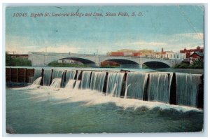 1913 Eighth St. Concrete Bridge and Dam Sioux Falls South Dakota SD Postcard