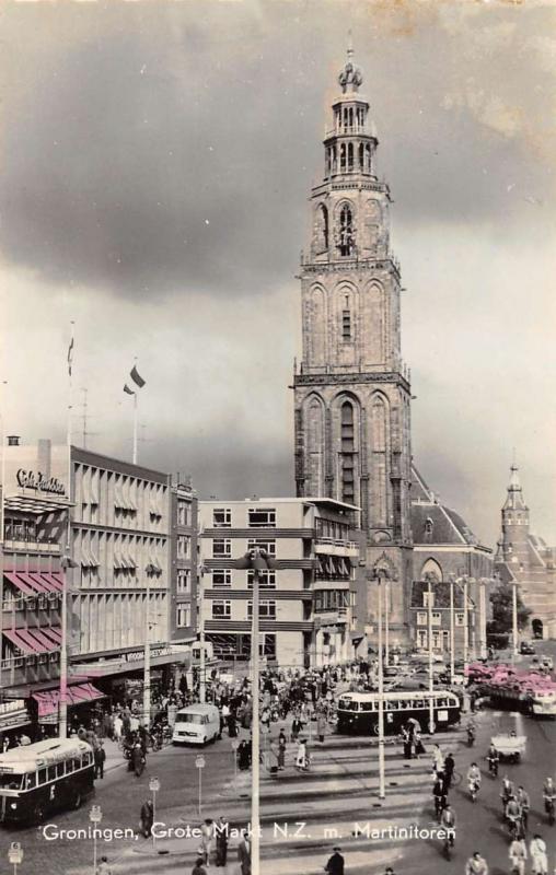 Groningen Netherlands air view business district tinted real photo pc Z16060