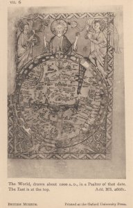 World Map From 1200 AD Psalter Antique London Museum Postcard