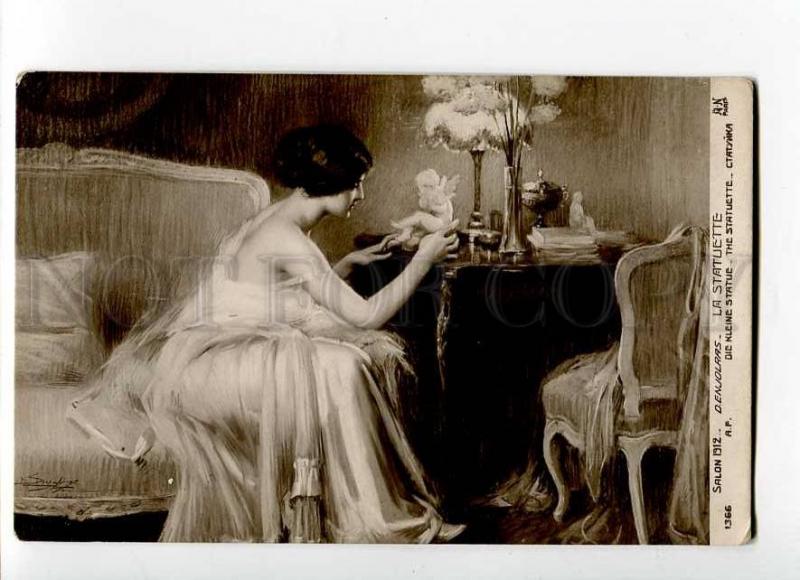 264247 NUDE Woman & CUPID by ENJOLRAS vintage SALON 1912 y PC