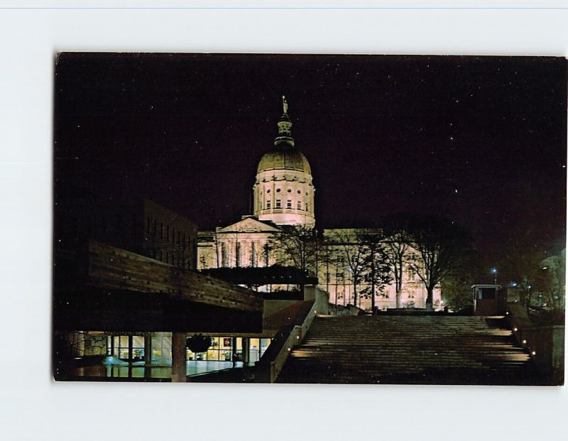 Postcard Georgia's State Capitol Building at night, Atlanta, Georgia