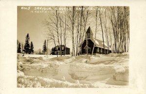 canada, MARATHON, Ontario, Holy Saviour Church and Rectory (1930s) RPPC Postcard