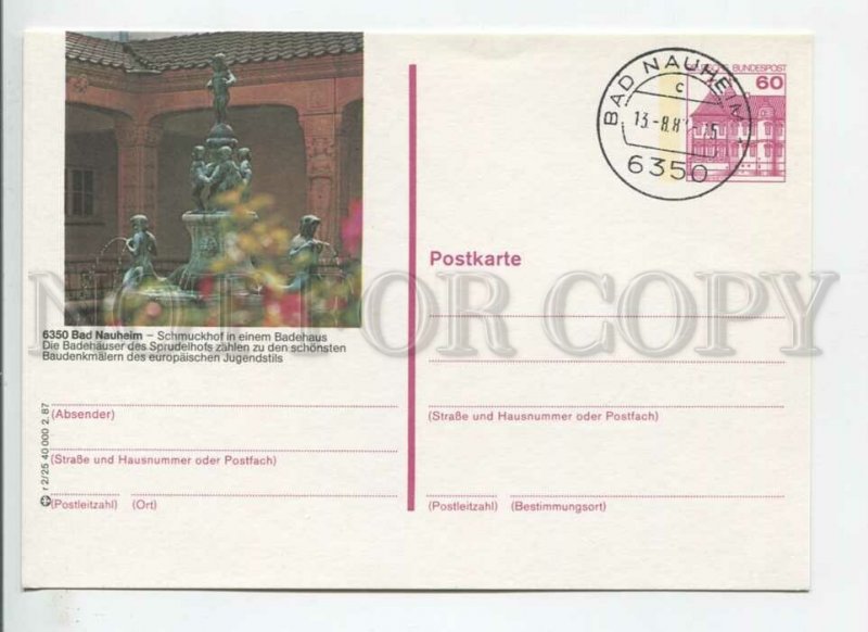 449926 GERMANY 1987 year Bad Nauheim cancellation POSTAL stationery postcard