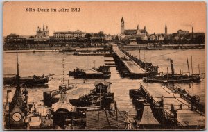 Köln Deutz Im Jahre Boats and Ships Pier Overlooking The Buildings Postcard