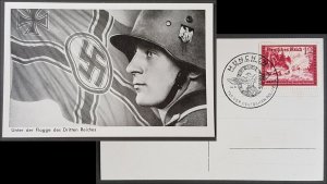 GERMANY WW2 WWII ORIGINAL PROPAGANDA CARD UNDER THE FLAG OF THE THIRD 3rd REICH