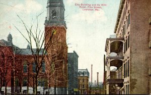 Maine Lewiston Pine Stret Showing City Building and De Witt Hotel 1913