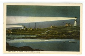 ME - Cape Elizabeth. Two Lighthouses By Night