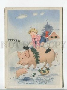 482803 GERMANY 1949 New boy riding pig real posted stamp with Engels Vintage
