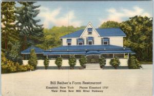 ELMSFORD, New York  NY   Roadside BILL REIBER'S FARM RESTAURANT  1940s Postcard*