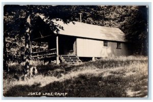 c1905 Jones Lake Camp Cabin View Adirondacks Lake George NY RPPC Photo Postcard 