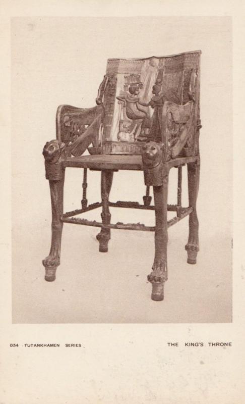 Tutankhamen Kings Throne Antique Egyptian Postcard