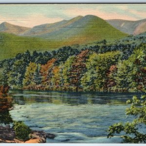 1938 Woodstock, NH Franconia Mountains Pemigewasset River Scenic Linen PC A253