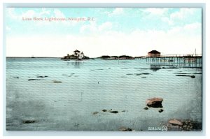 1920 Lime Rock Lighthouse, Newport, Rhode Island RI Postcard 