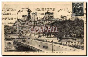 Paris Postcard Old Bridge & # 39Arcole and City Hall
