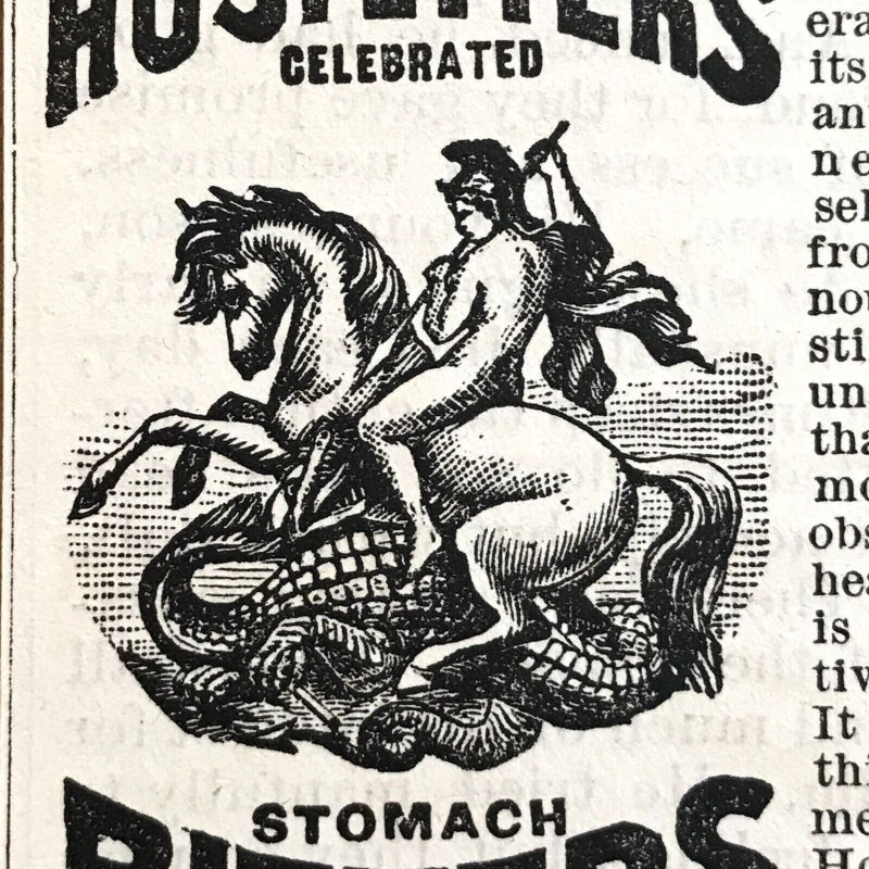 1880's Victorian Print Ad Dragon Horse Hostetter's Bitters / 2V1-93a