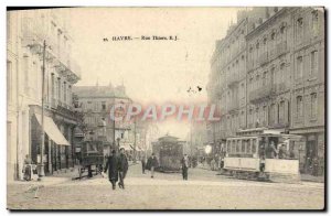 Postcard Old Tram Havre Rue Thiers