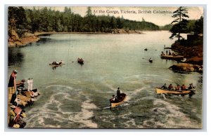 Canoes at Gorge Victoria British Columbia Canada UNP DB Postcard N22