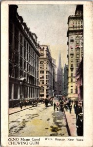 Zeno Chewing Gum Postcard Wall Street New York City