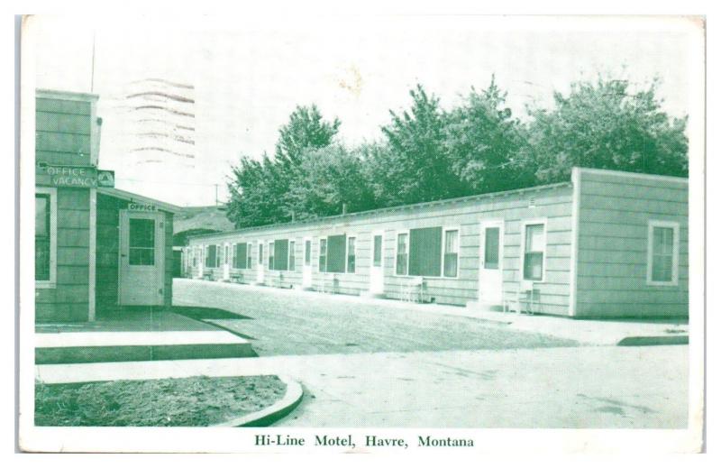 1955 Hi-Line Motel, Havre, MT Postcard