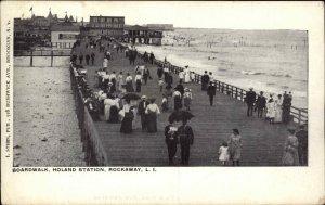 Rockaway Long Island New York NY Holand Station Boardwalk c1910 Postcard