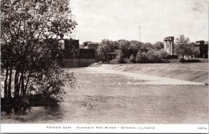 Postcard IL Kane County Geneva Power Dam on Fox River C.R. Childs 1940s V210