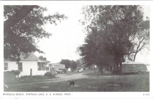 Onekama, MI Michigan MYROLNA BEACH~PORTAGE LAKE~AA Hindes ROADSIDE Camp Postcard