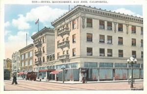 Hotel Montgomery SAN JOSE CALIFORNIA Pacific Novelty POSTCARD 12293