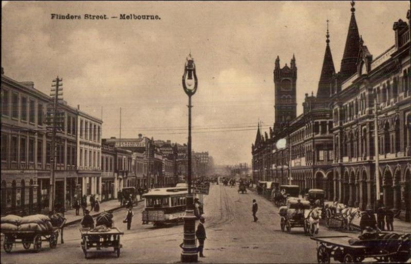 Melbourne Australia Flinders St. c1910 Postcard