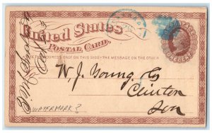 1875 T.M. Sinclair & Co. Pork Packers Cedar Rapids Clinton IA Postal Card