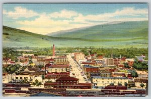 1951 MISSOULA MONTANA FROM WATERWORKS HILL BIRD'S-EYE VIEW LINEN POSTCARD