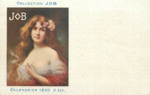 Collection JOB Illustrator: A. Asti 1899 Calendar lady with cigarette portrait