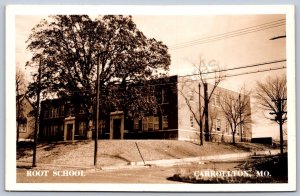 K45/ Carrollton Missouri RPPC Postcard c40s Root School Building  193