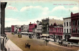 Postcard First Avenue in Cedar Rapids, Iowa~1412