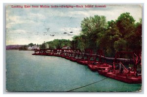 East from Moline Locks Rock Island Arsenal Rock Island IL 1911 DB Postcard Q22