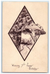 c1910's Birthday Pretty Woman Heart Engraved Cobb Shinn Artist Signed Postcard