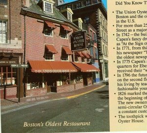 Postcard View of Union Oyster House Restaurant, Boston's Oldest.      N6