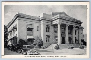 1957 ROWAN COUNTY COURT HOUSE SALISBURY NORTH CAROLINA OLD CARS VINTAGE POSTCARD